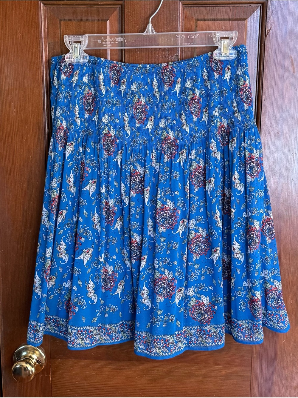 Max Studio Blue Floral Elastic Waist Skirt EUC